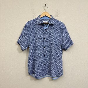 TOMMY BAHAMA IslandZone Costa Geo Short-Sleeve Woven Shirt in Bering Blue